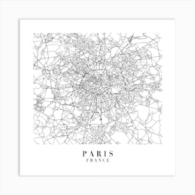 Paris France Street Map Minimal Square Art Print
