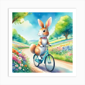 Bunny On A Bike art 1 Art Print