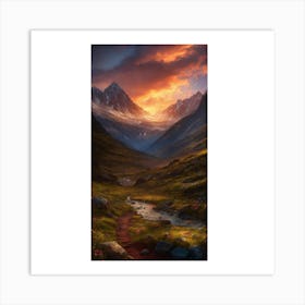 Sunset In The Mountains 18 Art Print