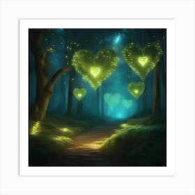 Fairy Hearts In The Forest Art Print