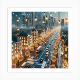 Cityscape At Night 1 Art Print