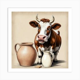 Cow And Jug Art Print