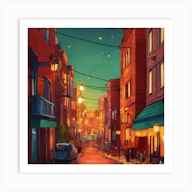 Street At Night 1 Art Print
