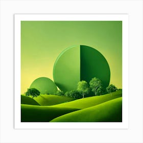 Green Field With Trees Art Print