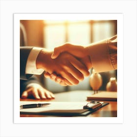 Two Businessmen Shaking Hands Art Print