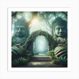 Buddhist Temple paintings art print Art Print