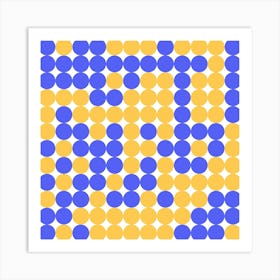 Blue And Yellow Dots Art Print