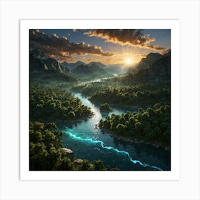 Sunset In The Mountains 25 Art Print