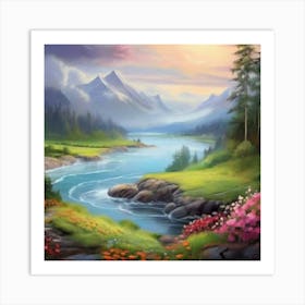 River In The Mountains Art Print