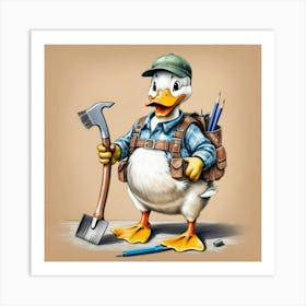 Duck With A Hammer Art Print