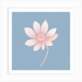 A White And Pink Flower In Minimalist Style Square Composition 169 Art Print