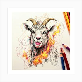 Goat On Fire 8 Art Print