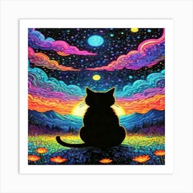 Cat At Night Poster