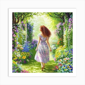 Girl In A Garden 10 Art Print