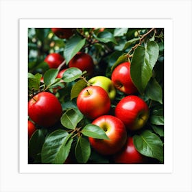 Red Apples On A Tree Art Print