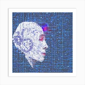 Cyborg Head Psychedelic Art Art Print