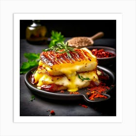 Grilled Cheese Sandwich On A Plate Art Print