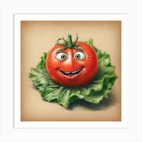 Tomato On A Leaf Art Print