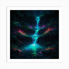 Waterfall In The Forest 64 Art Print