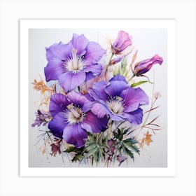 Purple Geraniums Art Print