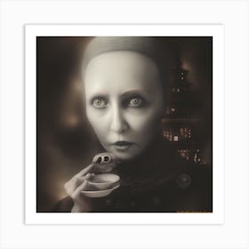 Woman With A Cup Of Tea Art Print