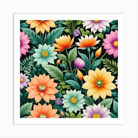 Seamless Floral Pattern 3 Art Print