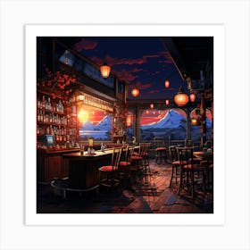 Bar At Sunset Art Print