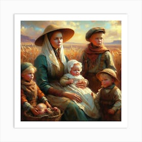 Mother And Children Art Print