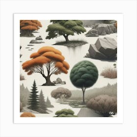 Trees And Rocks 1 Art Print