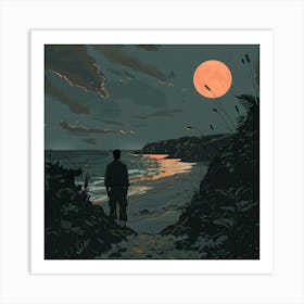 Moonlight On The Beach Art Print