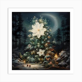 Oil-Glow Yuletide Blossoms Art Print