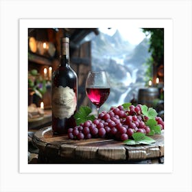 Wine And Grapes Art Print