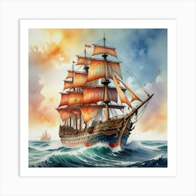 Sailing Ship In The Ocean 1 Art Print