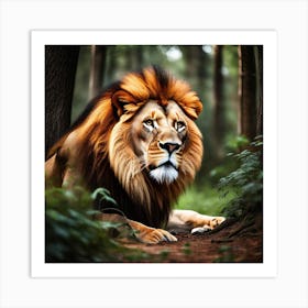 Lion In The Forest Art Print