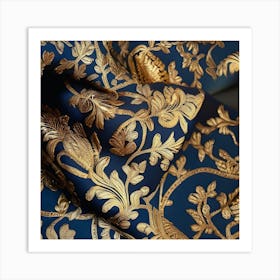 Gold And Blue Fabric Art Print