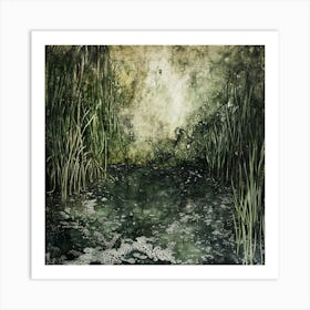 Pond With Reeds Art Print