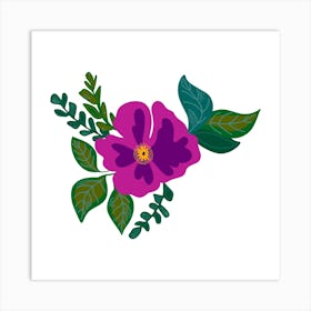 Flower With Leaves Art Print