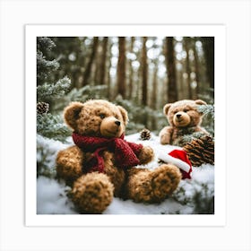 Teddy Bears In The Snow Art Print