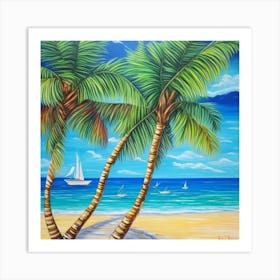 Palm Trees On The Beach 9 Art Print