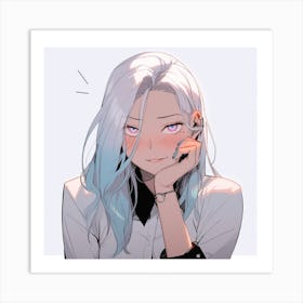 Anime Girl With White Hair 1 Art Print