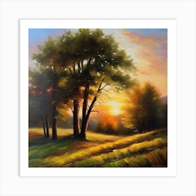 Sunset In The Meadow 4 Art Print