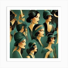 Art Deco Women's Silhouettes 3 Art Print