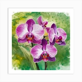 Orchids Watercolor Painting 1 Art Print