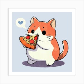 Pizza loving cat Art Print