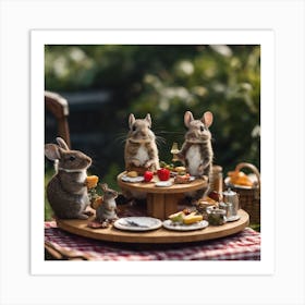 Miniature Mice At A Picnic Art Print