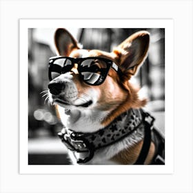 Corgi In Sunglasses 56 Art Print