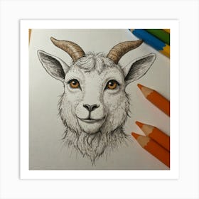 Goat Drawing 18 Art Print