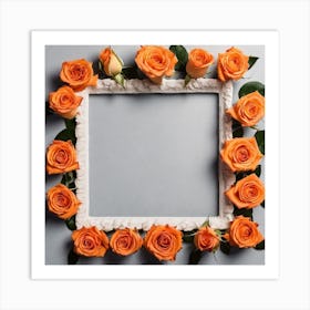 Frame With Orange Roses Art Print