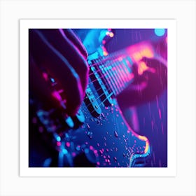 Electric Guitar In The Rain Art Print