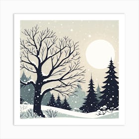 Winter Landscape With Trees Art Print